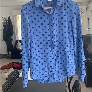 Half button up polka dot blouse